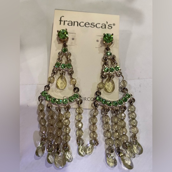 Francesca’s chandelier earrings green dangle - Picture 1 of 3